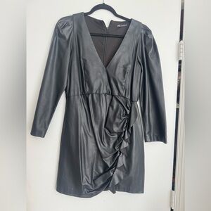 Zara Black Long Sleeve Faux Leather Dress